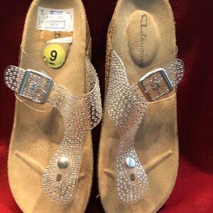 CL by Laundry Clear Rhinestone Sandals